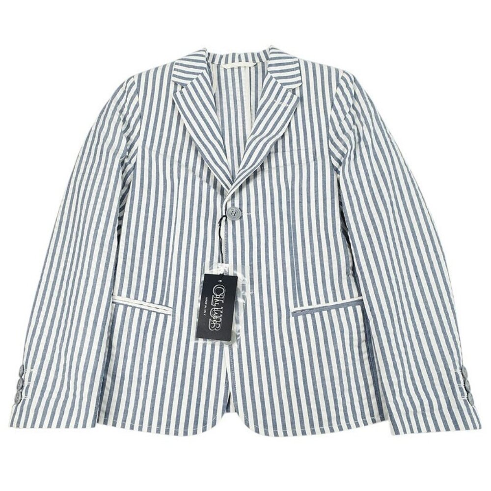 DAL LAGO Boy's Blue Stripe Cotton Seersucker Sport Coat 9 Italy NWT